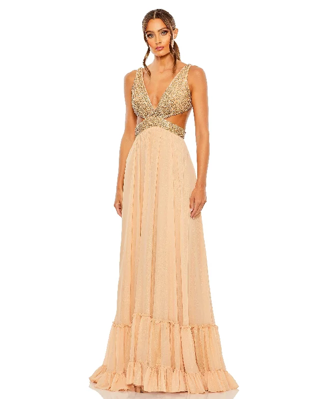 High - low hem wedding dresses for a trendy twist Mac Duggal 68465 Prom Long Sleeveless Formal Dress High - low hem wedding dresses for a trendy twist Mac Duggal 68465 Prom Long Sleeveless Formal Dress