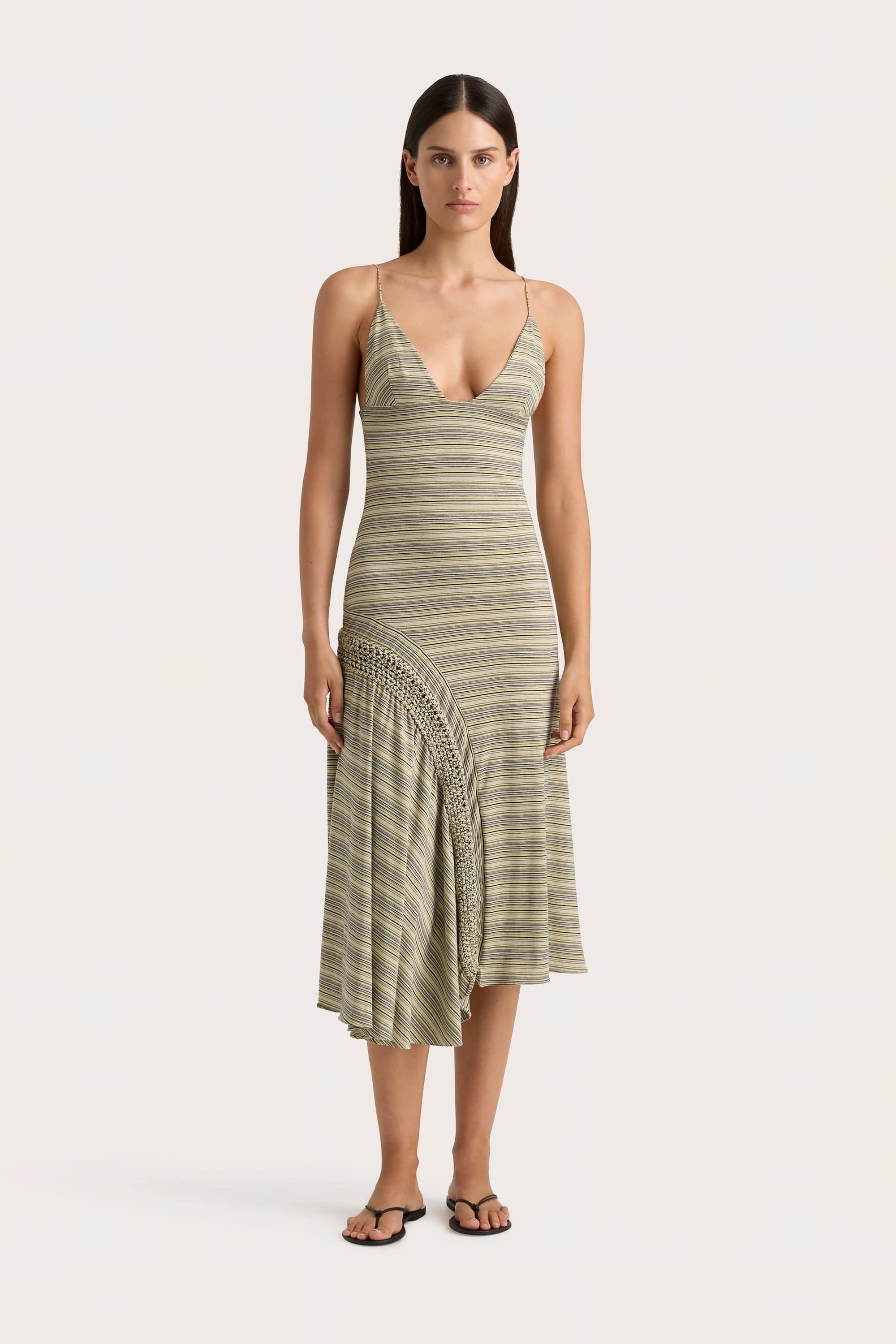 Midi dresses with ruched sleeves for a more fitted and stylish arm look Hyeres Midi Dress Lemon Navy Stripe - Final Sale Midi dresses with ruched sleeves for a more fitted and stylish arm look Hyeres Midi Dress Lemon Navy Stripe - Final Sale