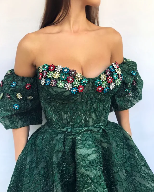 Linen mini dresses for a breathable summer option Embellished Loden Gown