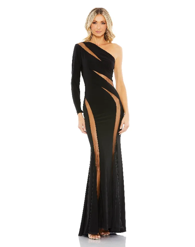 Square - neck wedding dresses with a demure look Mac Duggal 11311 Long One Shoulder Formal Dress Square - neck wedding dresses with a demure look Mac Duggal 11311 Long One Shoulder Formal Dress