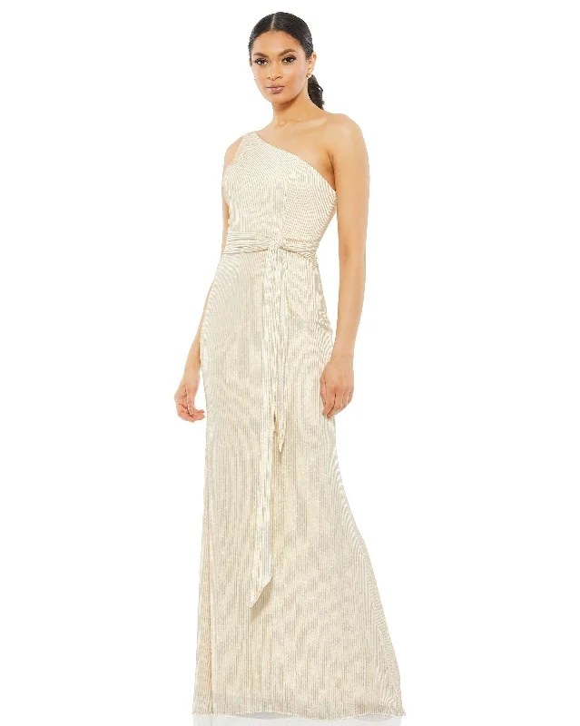 Backless wedding dresses with lace - up details Mac Duggal 26582 Long One Shoulder Formal Metallic Prom Dress Sale Backless wedding dresses with lace - up details Mac Duggal 26582 Long One Shoulder Formal Metallic Prom Dress Sale