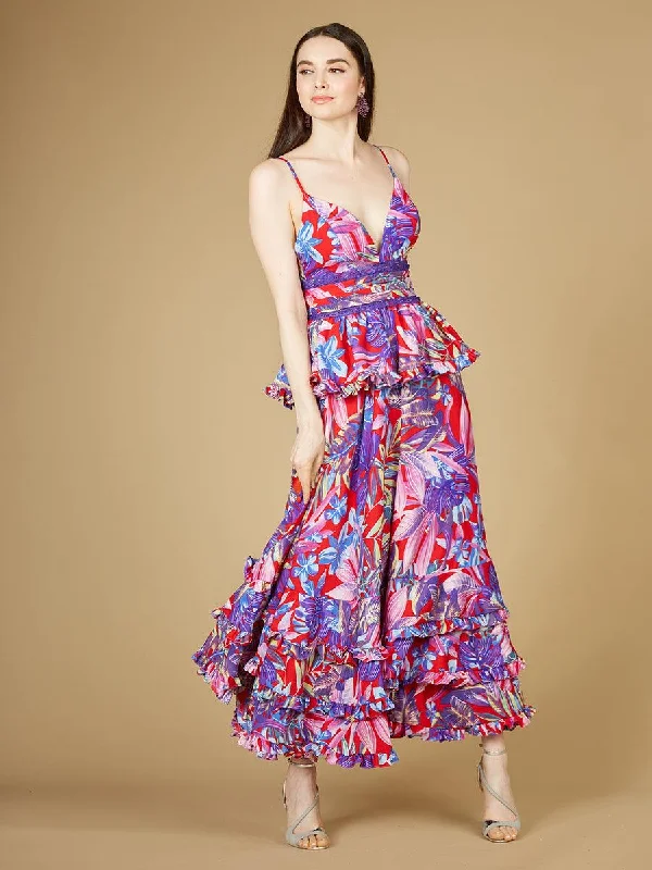 Boho - inspired wedding dresses with floral embroidery Lara Dresses 29268 Long Printed Formal Dress Boho - inspired wedding dresses with floral embroidery Lara Dresses 29268 Long Printed Formal Dress
