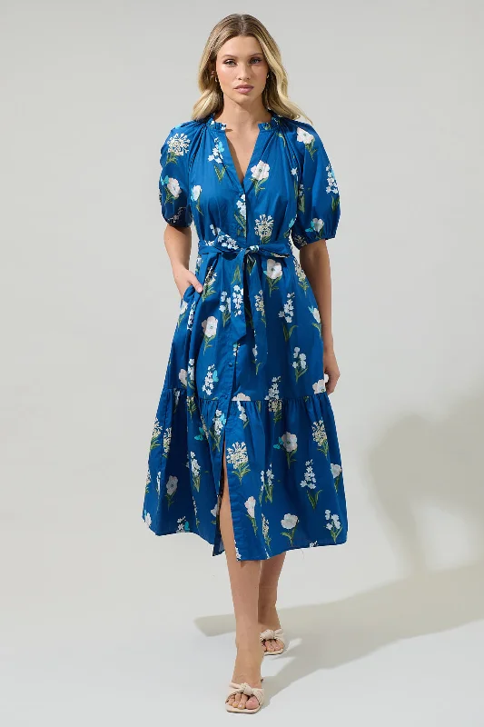 High - low midi dresses with geometric patterns for a modern party Madison Floral Wynette Tiered Midi Dress High - low midi dresses with geometric patterns for a modern party Madison Floral Wynette Tiered Midi Dress