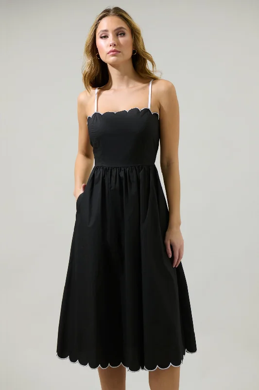 Midi dresses with ruffled hems for a romantic date night Christy Scalloped Midi Dress Midi dresses with ruffled hems for a romantic date night Christy Scalloped Midi Dress