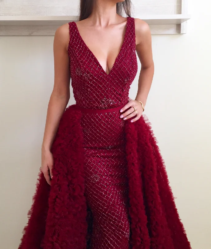 Mini dresses with off - the - shoulder styles Dark Scarlet Siren Gown
