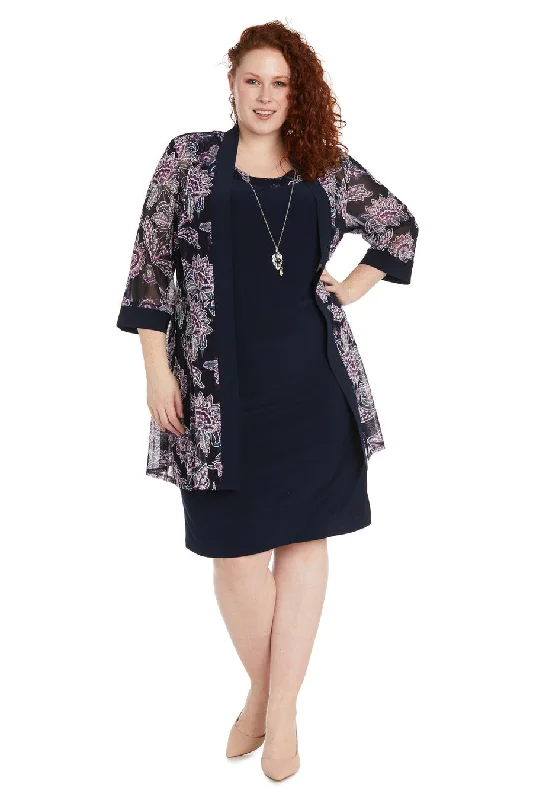 Maternity dress for a winter wonderland event R&M Richards 9993W Plus Size Short Printed Jacket Dress Maternity dress for a winter wonderland event R&M Richards 9993W Plus Size Short Printed Jacket Dress