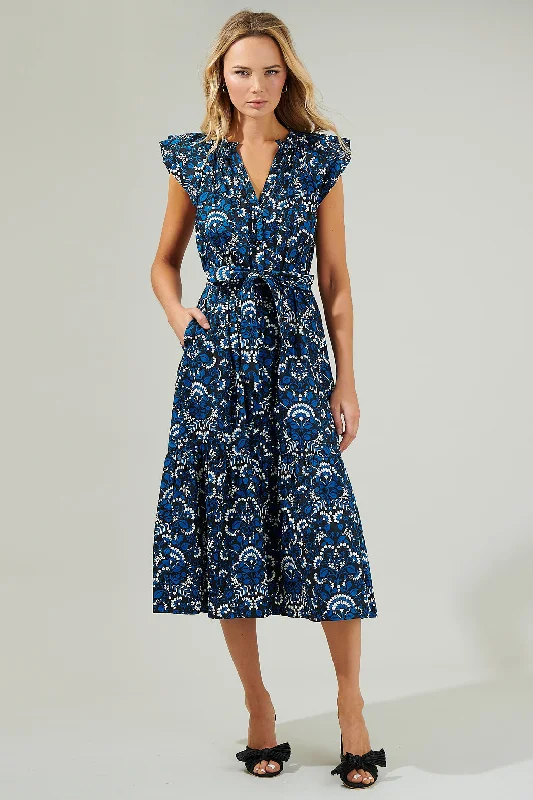 Midi dresses with metallic threads for a glamorous evening event Etta Floral Charlotte Button Midi Dress Midi dresses with metallic threads for a glamorous evening event Etta Floral Charlotte Button Midi Dress