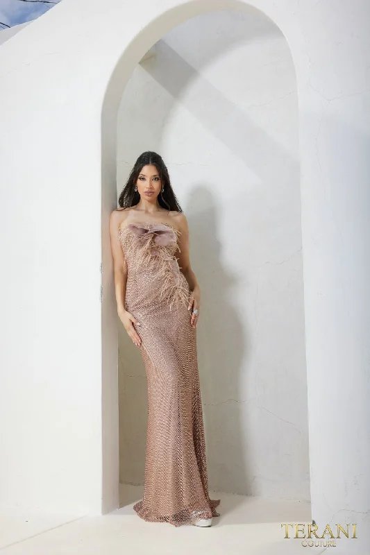 Maternity dress for a baby's first visit to the ballet Terani Couture 241P2125 Sequins Prom Long Dress Maternity dress for a baby's first visit to the ballet Terani Couture 241P2125 Sequins Prom Long Dress