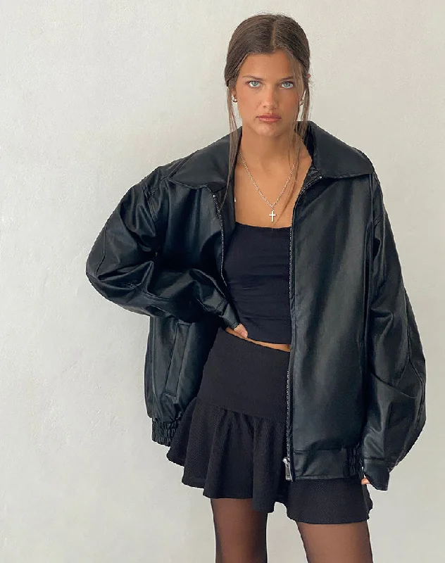 Women's pea coats in a plus - size fit for a flattering and warm winter coat Cavita Jacket in PU Black Women's pea coats in a plus - size fit for a flattering and warm winter coat Cavita Jacket in PU Black