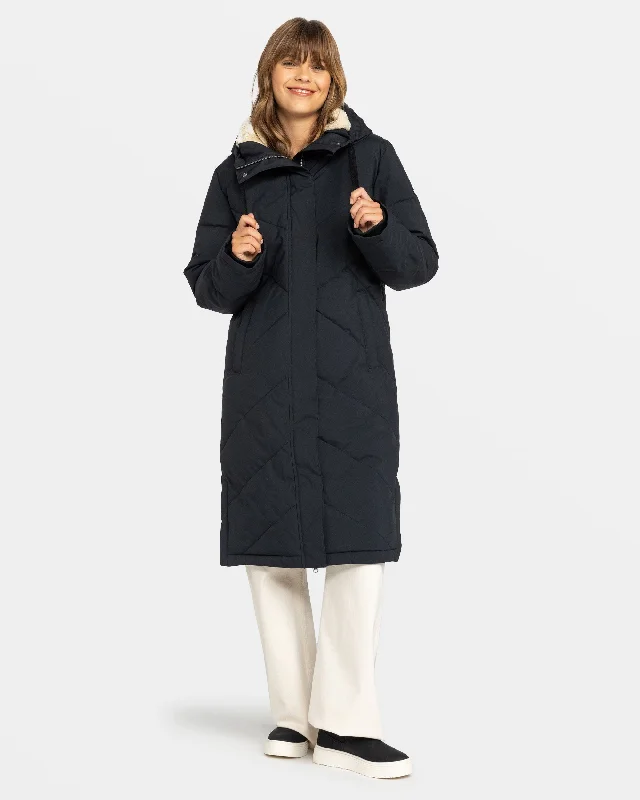 Women's cropped leather jackets with silver zippers for a punk - inspired outfit  Ellie Insulated Snow Jacket - True Black