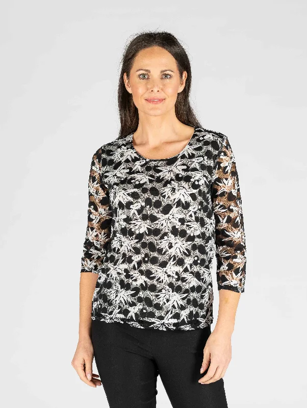 Women's shearling - lined suede jackets for ultimate warmth and luxury  Floral Lace top Round TO26691