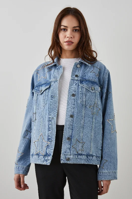 Women's cropped leather jackets with silver zippers for a punk - inspired outfit GROVE BOYFRIEND TRUCKER JACKET - SUPERNOVA Women's cropped leather jackets with silver zippers for a punk - inspired outfit GROVE BOYFRIEND TRUCKER JACKET - SUPERNOVA