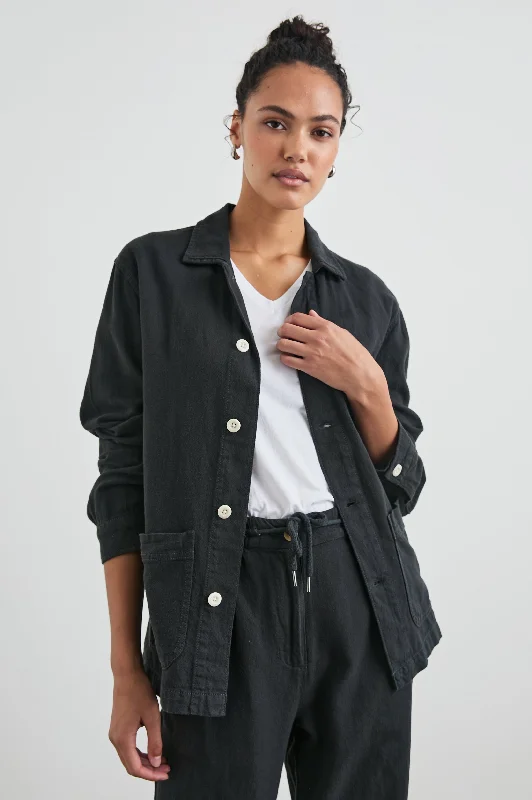 Women's windbreaker jackets with adjustable hoods for windy days GWEN JACKET - WASHED BLACK Women's windbreaker jackets with adjustable hoods for windy days GWEN JACKET - WASHED BLACK