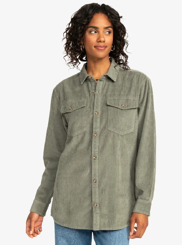 Women's double - breasted tweed jackets in classic colors for a sophisticated office look Let It Go Corduroy Long Sleeve Shirt - Agave Green Women's double - breasted tweed jackets in classic colors for a sophisticated office look Let It Go Corduroy Long Sleeve Shirt - Agave Green