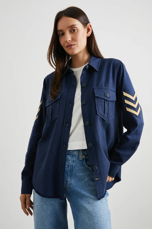 Women's long - line cardigan jackets in a soft knit for a cozy and elegant look LOREN SHIRT JACKET - NAVY Women's long - line cardigan jackets in a soft knit for a cozy and elegant look LOREN SHIRT JACKET - NAVY