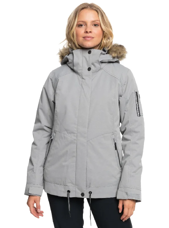 Women's quilted puffer jackets in a cropped silhouette for a modern twist Meade Technical Snow Jacket - Heather Grey Women's quilted puffer jackets in a cropped silhouette for a modern twist Meade Technical Snow Jacket - Heather Grey