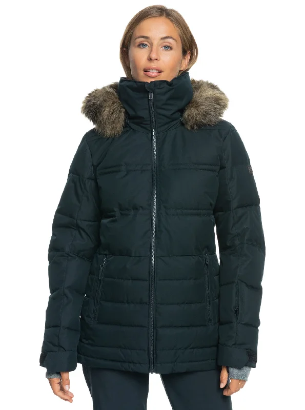 Women's faux fur - trimmed denim jackets for a trendy and cozy style Quinn Technical Snow Jacket - True Black Women's faux fur - trimmed denim jackets for a trendy and cozy style Quinn Technical Snow Jacket - True Black