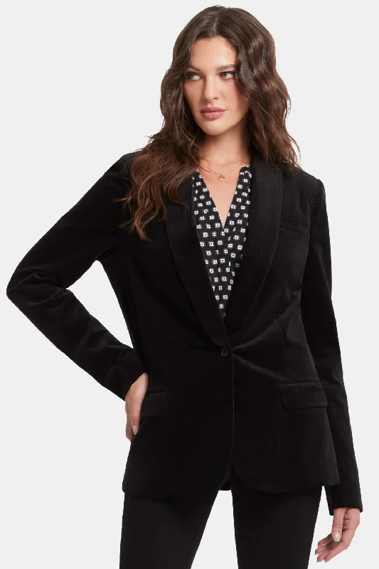 Women's bomber jackets with a holographic finish for a futuristic and eye - catching look Tuxedo Jacket - Black Women's bomber jackets with a holographic finish for a futuristic and eye - catching look Tuxedo Jacket - Black