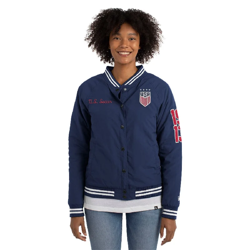 Women's pea coats in a plus - size fit for a flattering and warm winter coat Women's New Era USWNT Nylon Snap Front Navy Jacket Women's pea coats in a plus - size fit for a flattering and warm winter coat Women's New Era USWNT Nylon Snap Front Navy Jacket