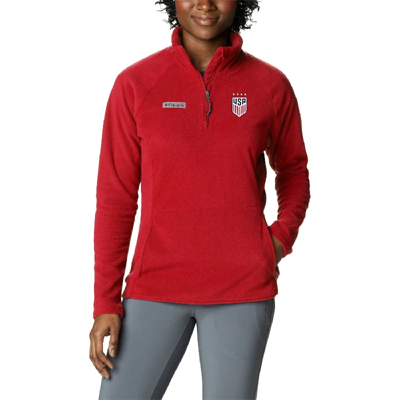 Women's moto jackets with a lace - up front for a unique and stylish touch Women's Columbia USWNT Ali Peak 1/2 Zip Red Fleece Women's moto jackets with a lace - up front for a unique and stylish touch Women's Columbia USWNT Ali Peak 1/2 Zip Red Fleece