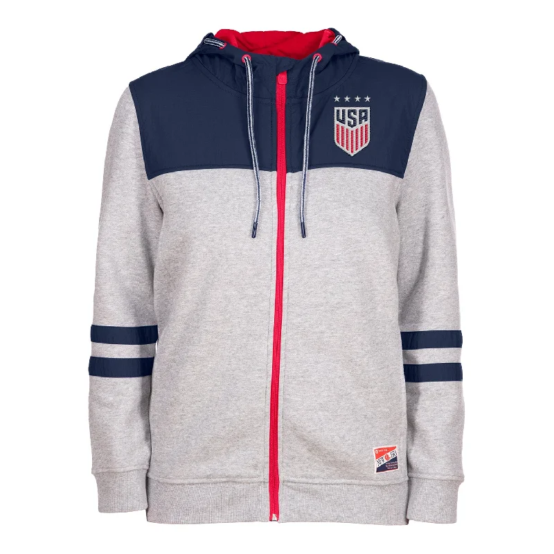 Women's shearling - lined suede jackets for ultimate warmth and luxury  Women's New Era USWNT Full Zip Grey Jacket