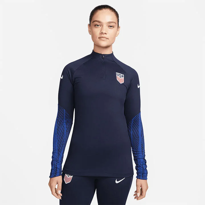 Women's denim jackets with distressed details for a casual and edgy look Women's Nike USA 1/4 Zip Strike Navy Drill Top Women's denim jackets with distressed details for a casual and edgy look Women's Nike USA 1/4 Zip Strike Navy Drill Top