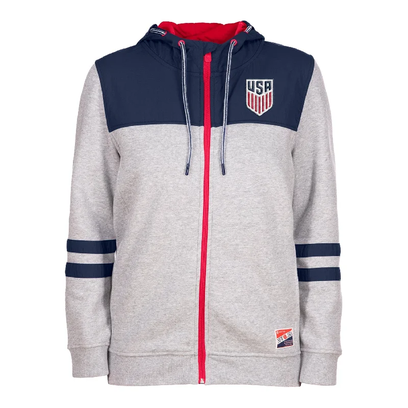 Women's long - length wool blend jackets for a warm and stylish winter look  Women's New Era USMNT Full Zip Grey Jacket