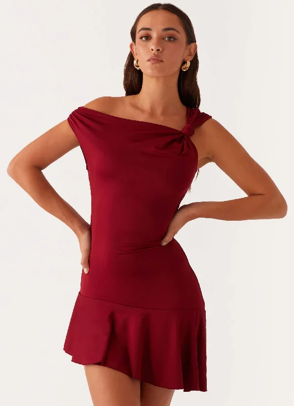 Amaya Twist Mini Dress - Maroon