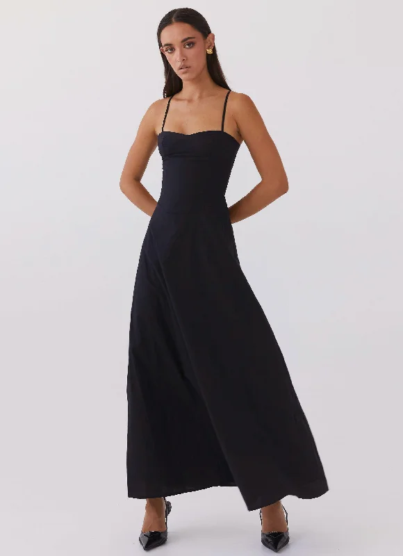 Strapless Women Dress with a Built - in Bra for Comfort and Support Angelina Linen Maxi Dress - Black