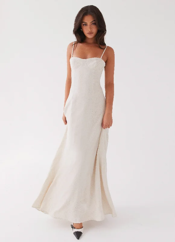 Sleeveless Women Dress in Bright Colors for Summer Parties Angelina Linen Maxi Dress - Oatmeal Sleeveless Women Dress in Bright Colors for Summer Parties Angelina Linen Maxi Dress - Oatmeal