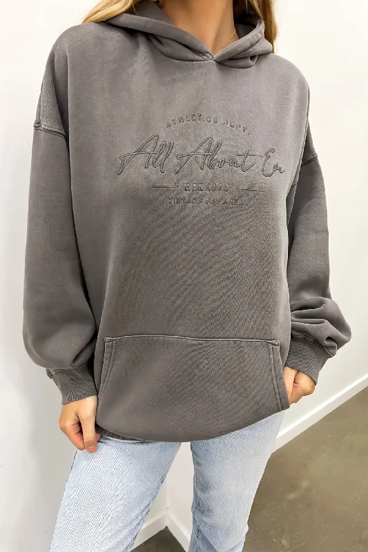 Women's long - sleeve cropped sweatshirt with ribbed cuffs for a snug fit Classic Hoody Charcoal Women's long - sleeve cropped sweatshirt with ribbed cuffs for a snug fit Classic Hoody Charcoal