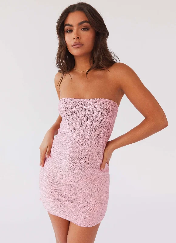 Shift Women Dress with a Simple and Classic Design for Everyday Wear Dance The Night Tube Knit Mini Dress - Pink Dusk
