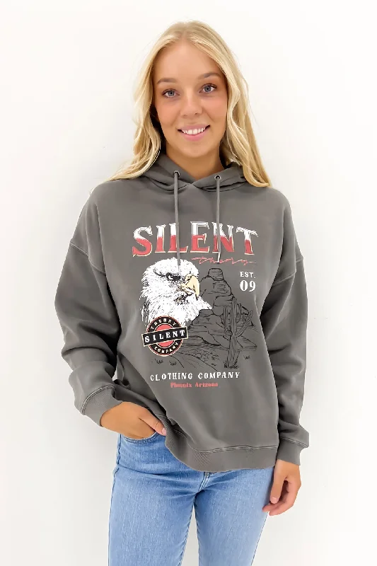 Women's mock - neck sweatshirt made of moisture - wicking material for fitness use Desert Mountain Hoody Coal