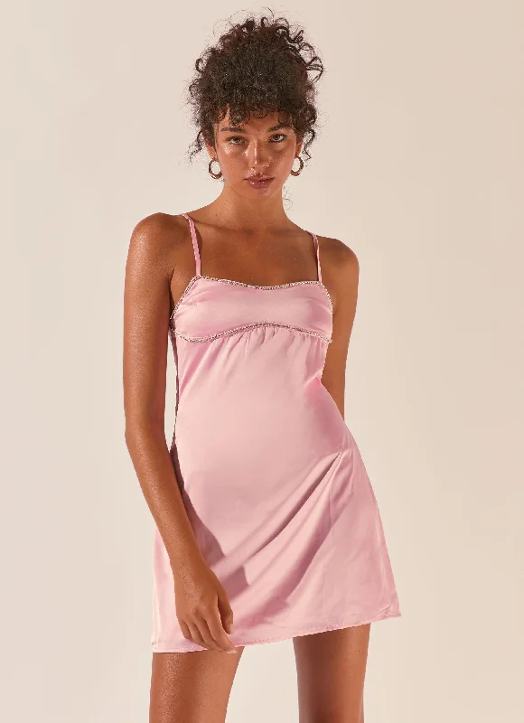  Divine Destiny Diamante Mini Dress - Carnation Pink