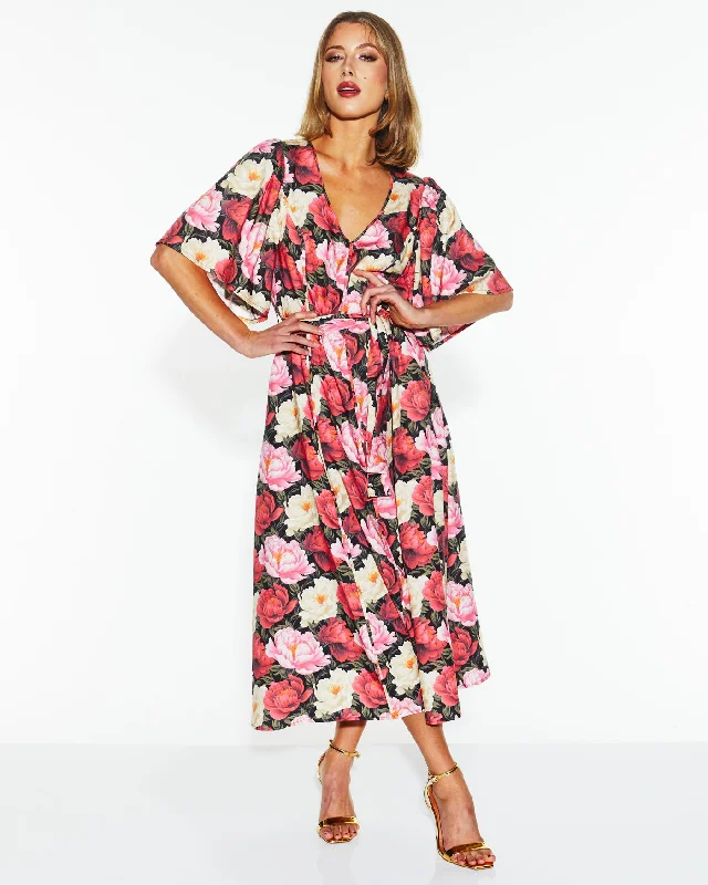Strapless Women Dress with a Built - in Bra for Comfort and Support Fate Lyrical Midi Dress Oscar Floral Strapless Women Dress with a Built - in Bra for Comfort and Support Fate Lyrical Midi Dress Oscar Floral