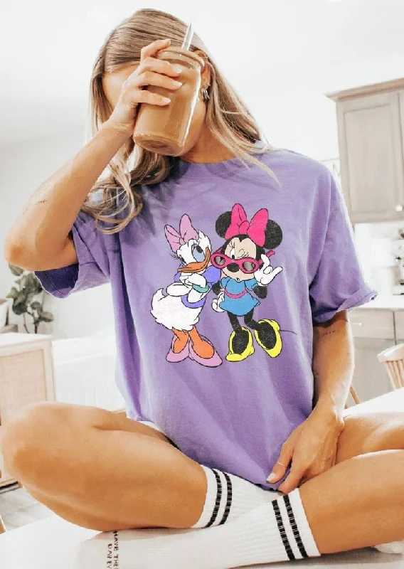Women's hoodie with a kangaroo pocket and a pom - pom drawstring for added charm Minnie and daisy women's oversized tshirt Women's hoodie with a kangaroo pocket and a pom - pom drawstring for added charm Minnie and daisy women's oversized tshirt