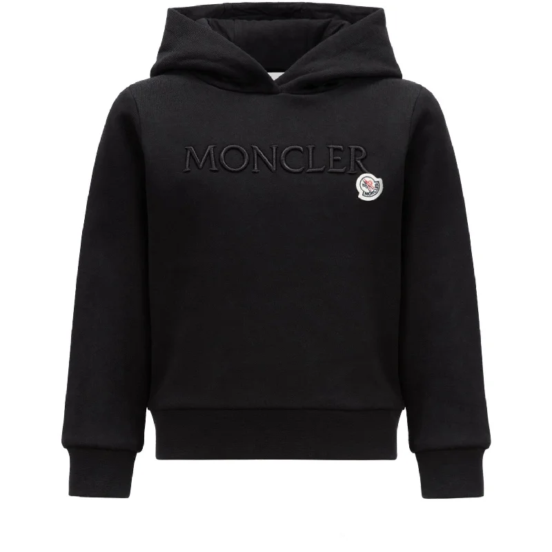 Women's cropped sweatshirt with a lace - trimmed hem for a romantic look Moncler Black Hoodie Sweater Women's cropped sweatshirt with a lace - trimmed hem for a romantic look Moncler Black Hoodie Sweater