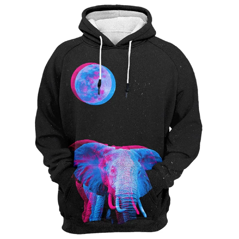 Women's hoodie with a glittery print for a glamorous and sparkly appearance Moon Elephant Hoodie Women's hoodie with a glittery print for a glamorous and sparkly appearance Moon Elephant Hoodie