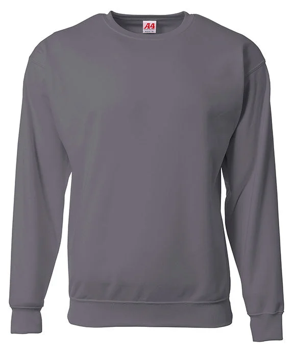 Women's quarter - zip sweatshirt made of organic cotton for eco - conscious fashion N4275 - A4 Mens Sprint Tech Fleece Crewneck Sweatshirt | Graphite Women's quarter - zip sweatshirt made of organic cotton for eco - conscious fashion N4275 - A4 Mens Sprint Tech Fleece Crewneck Sweatshirt | Graphite