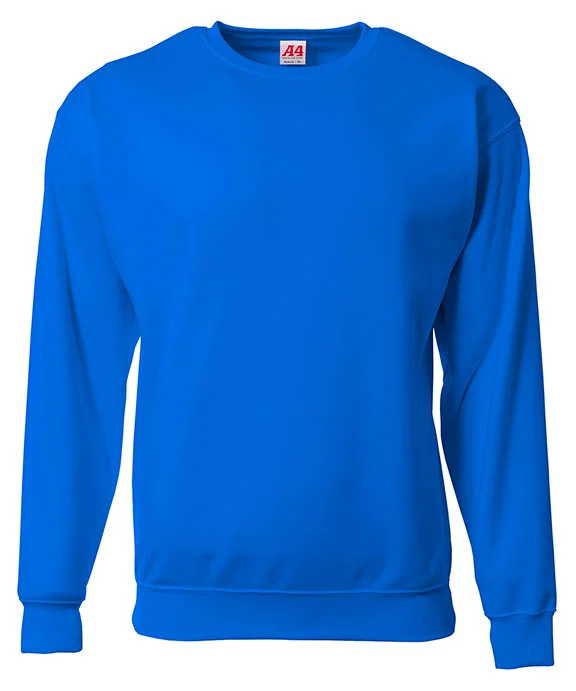Women's zip - up sweatshirt in pastel blue for a soft and stylish outfit N4275 - A4 Mens Sprint Tech Fleece Crewneck Sweatshirt | Royal Women's zip - up sweatshirt in pastel blue for a soft and stylish outfit N4275 - A4 Mens Sprint Tech Fleece Crewneck Sweatshirt | Royal