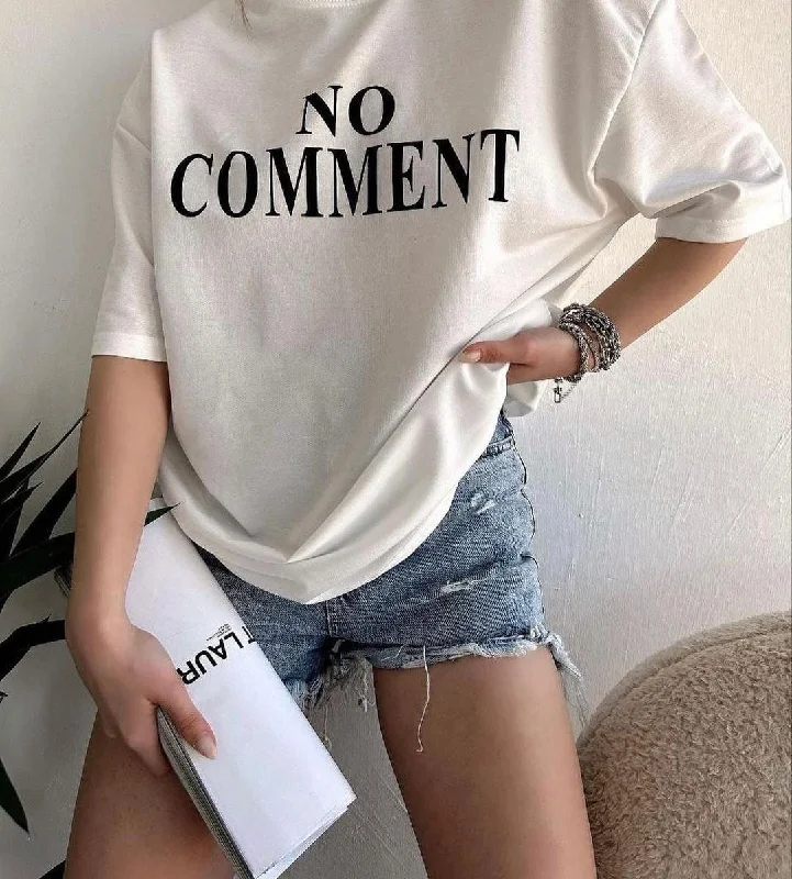 Women's cropped sweatshirt with a lace - trimmed hem for a romantic look NO COMMENT Women's Oversized Tshirt Women's cropped sweatshirt with a lace - trimmed hem for a romantic look NO COMMENT Women's Oversized Tshirt
