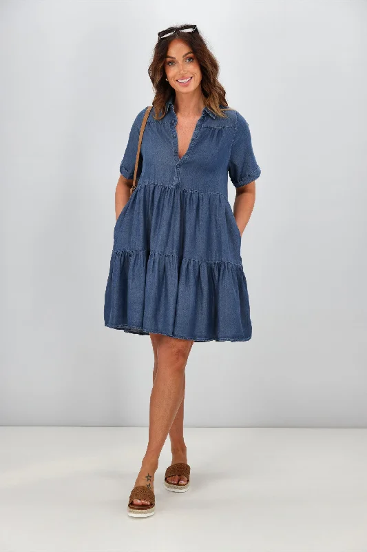 Little Black Women Dress with Sequins for a Glamorous Night Out Sass Danielle Dress Dark Wash