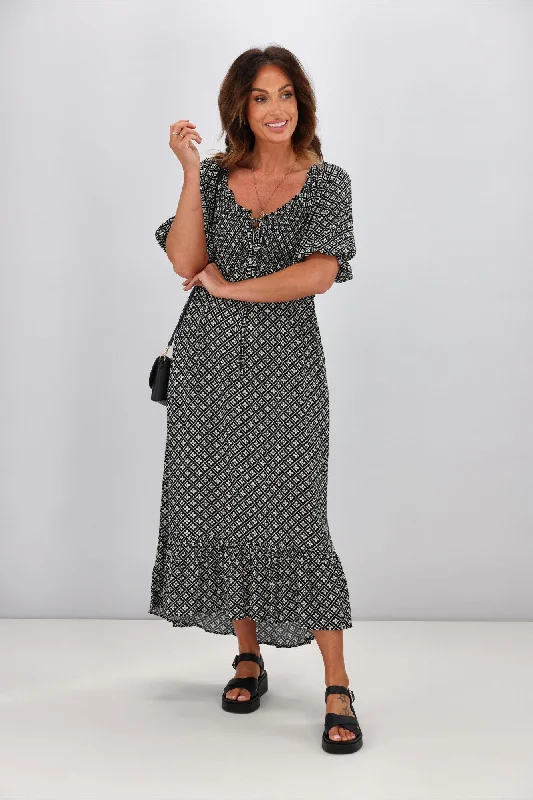 Ball Gown Women Dress with a Full Skirt for a Princess - like Look Sass Xelda Midi Dress Geo Floral