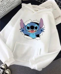 Women's graphic - printed sweatshirt featuring floral patterns for a feminine touch Stitch Hoodie