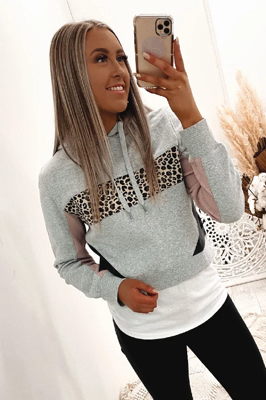 Women's tie - front hoodie in a lightweight fabric for summer layering Teagan Rib Hoody Grey Marle