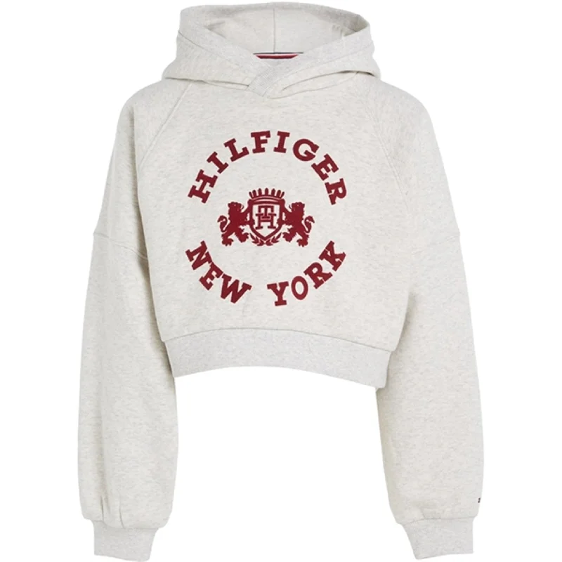 Women's quarter - zip sweatshirt made of organic cotton for eco - conscious fashion Tommy Hilfiger Crest Hoodie New Light Grey Heather Women's quarter - zip sweatshirt made of organic cotton for eco - conscious fashion Tommy Hilfiger Crest Hoodie New Light Grey Heather