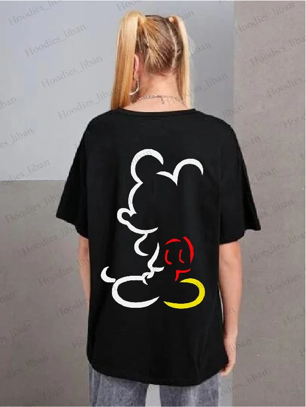 Women's graphic - printed sweatshirt featuring floral patterns for a feminine touch Mickey mouse women's oversized tshirt Women's graphic - printed sweatshirt featuring floral patterns for a feminine touch Mickey mouse women's oversized tshirt