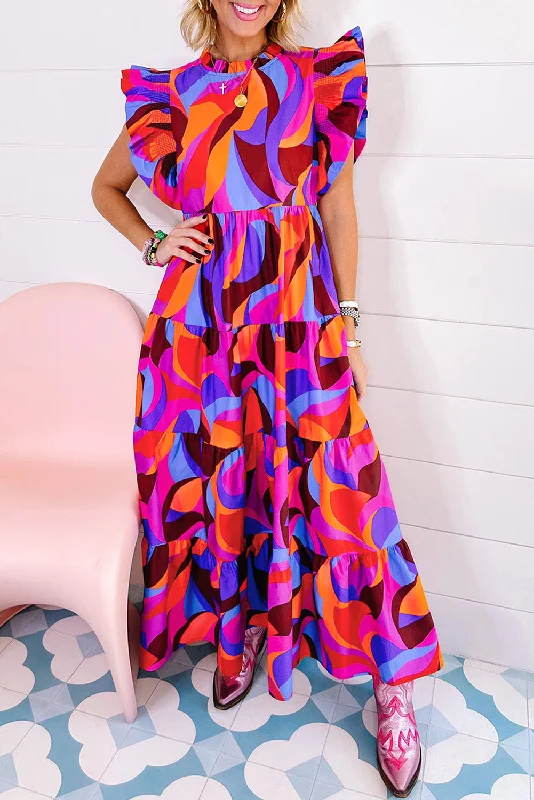 Shift Women Dress with a Simple and Classic Design for Everyday Wear Shift Women Dress with a Simple and Classic Design for Everyday Wear Abstract Printed Ruffle Tiered Maxi Dress