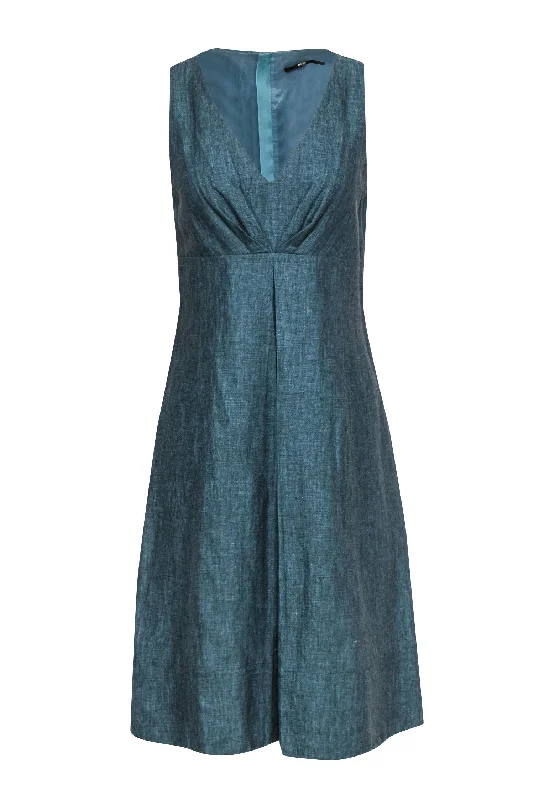 Empire Waist Women Dress to Accentuate the Bust and Conceal the Waist Empire Waist Women Dress to Accentuate the Bust and Conceal the Waist BOSS Hugo Boss - Teal Linen & Wool Blend A-Line Dress w/ Empire Waistline Sz 6 Empire Waist Women Dress to Accentuate the Bust and Conceal the Waist Empire Waist Women Dress to Accentuate the Bust and Conceal the Waist BOSS Hugo Boss - Teal Linen & Wool Blend A-Line Dress w/ Empire Waistline Sz 6