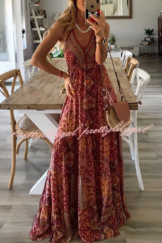 Halter Neck Women Dress to Show Off the Shoulders and Neckline Halter Neck Women Dress to Show Off the Shoulders and Neckline Celeste Boho Printed Strap Elastic Waist Maxi Dresses Halter Neck Women Dress to Show Off the Shoulders and Neckline Halter Neck Women Dress to Show Off the Shoulders and Neckline Celeste Boho Printed Strap Elastic Waist Maxi Dresses